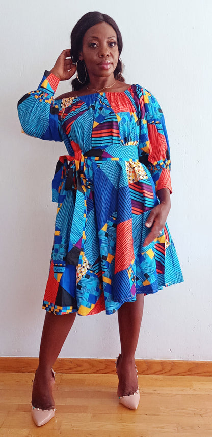 Robe Midi Africaine - HELENA Midi Dress - PASKYCOLORS