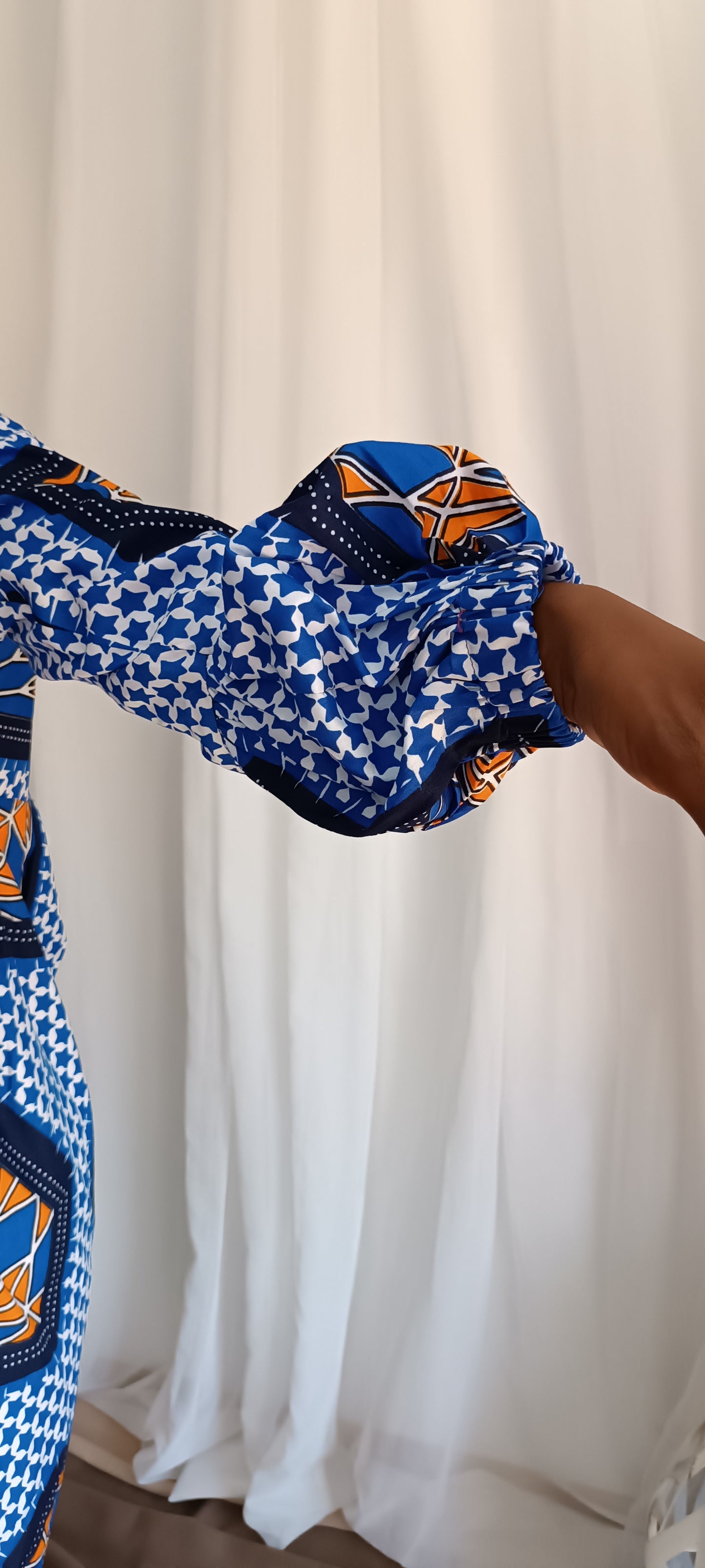 Robe Midi En Ankara - Robe Anaya Bleue - PASKYCOLORS