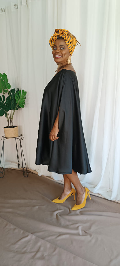 Robe Boubou En Tissu Wax - Robe Boubou en Tissu Wax Noir - PASKYCOLORS