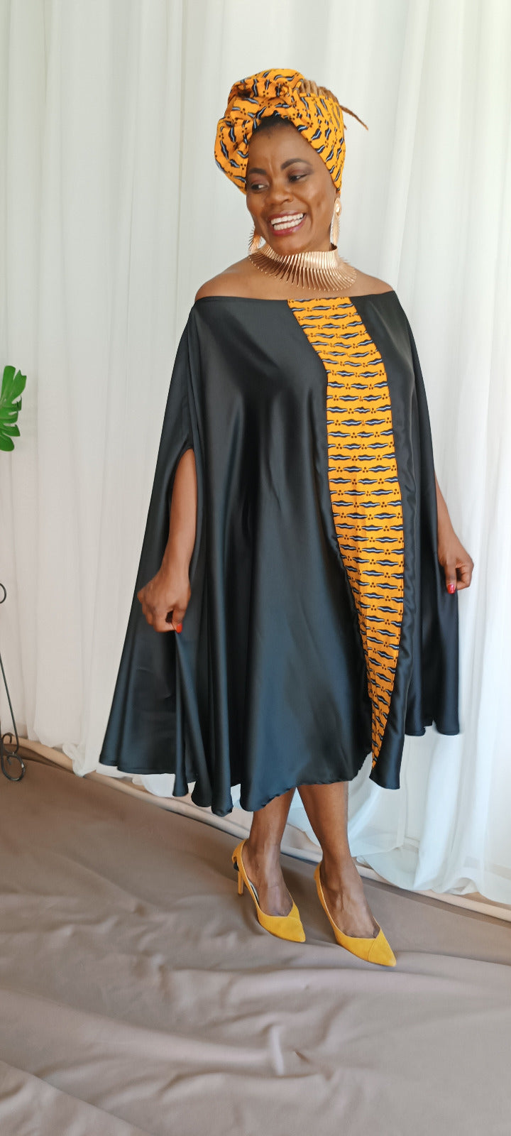 Robe Boubou En Tissu Wax - Robe Boubou en Tissu Wax Noir - PASKYCOLORS