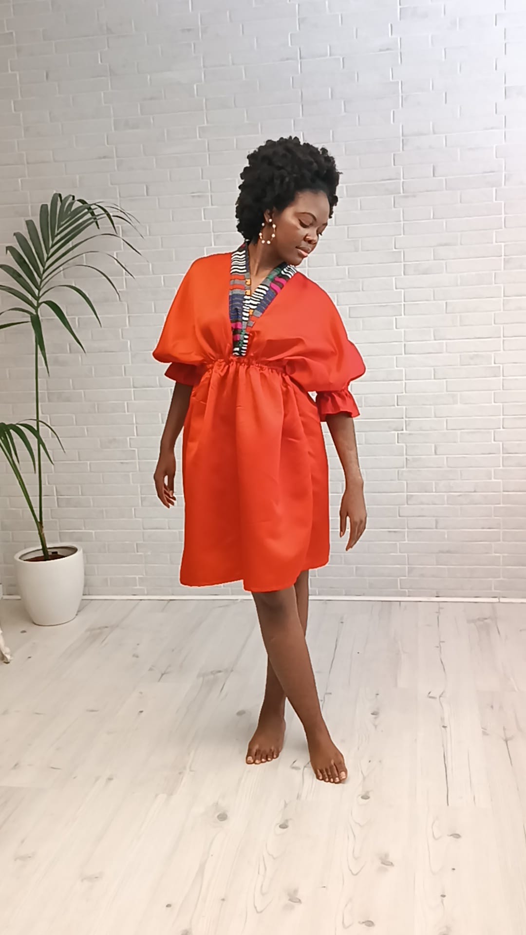 Robe Rouge Satin Et Ankara - Robe Malaika Rouge - PASKYCOLORS