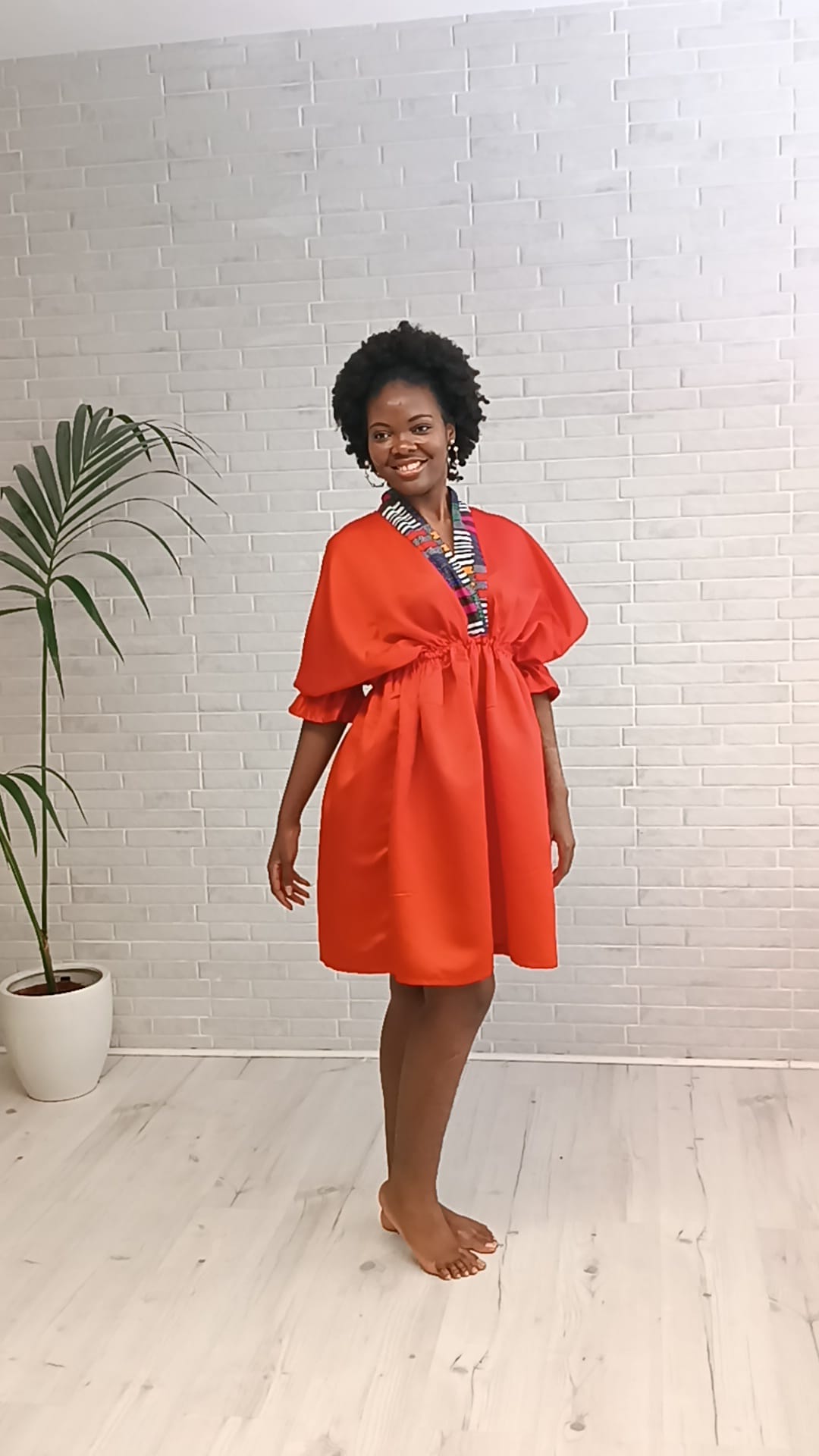 Robe Rouge Satin Et Ankara - Robe Malaika Rouge - PASKYCOLORS