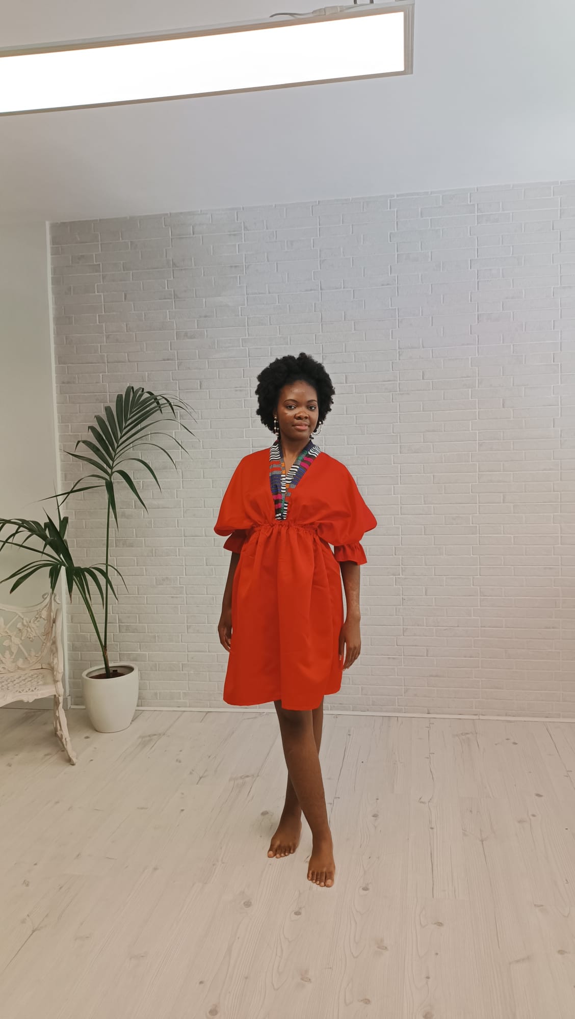 Robe Rouge Satin Et Ankara - Robe Malaika Rouge - PASKYCOLORS